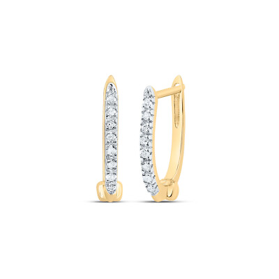 #ad 10kt Yellow Gold Prong set Diamond Single Row Hoop Earrings 1 12 Cttw $240.00