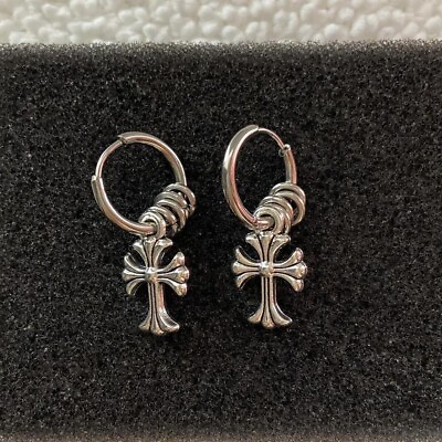 #ad 925 Silver Plated Cross Dangle Drop Earrings for Men WomenCross Earrings $11.99