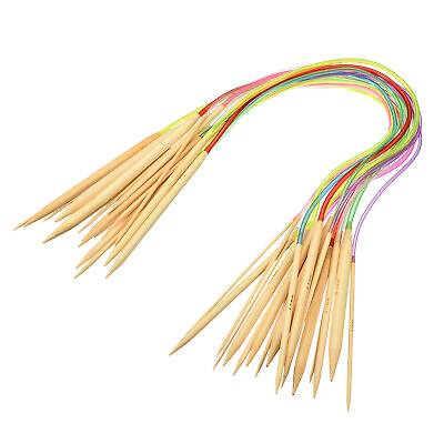 #ad Crochet Hooks 18pcs 23.62quot; Bamboo Round Yarn Knitting Needles Rainbow Wood $12.68