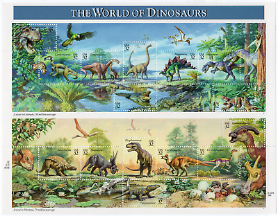 #ad Scott #3136 WORLD of DINOSAURS Sheet of 15 Stamps MNH $7.10