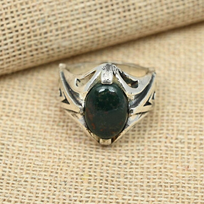 #ad Natural Bloodstone 925 Sterling Silver Gemstone Handmade Men#x27;s Ring Size $47.99