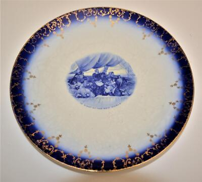#ad Vtg SAXON China Blue Gold CHRISTOPHER COLUMBUS Coll In SIGHT of NEW WORLD Plate $49.99