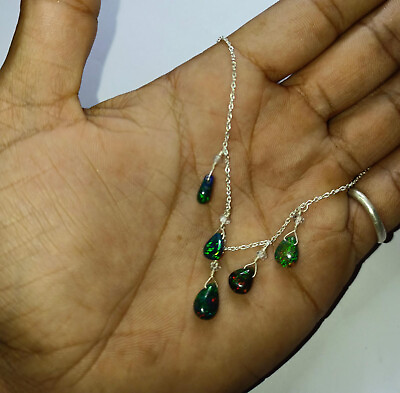 #ad Necklace Black Opal Necklace Beautiful Opal pendantHerkimer Diamond Necklace $56.18
