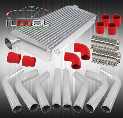 #ad 28quot; Fmic Bar And Plated Intercooler 8 Pc 90 120 150 Degree Pipe Piping Kit Set $254.99