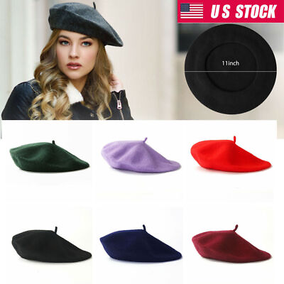 #ad US Women Classic French Style Wool Beret Warm Winter Hat Soft Beanie Cap Gift $7.65