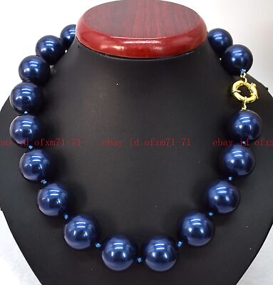 #ad Huge 20mm Dark Blue Shell Pearl Round Gemstone Beads Necklace Jewelry 16 36quot; $45.99