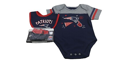 #ad New England Patriots NFL Baby Infant Size 3 Piece Creeper Bib amp; Boots Combo Set $19.99