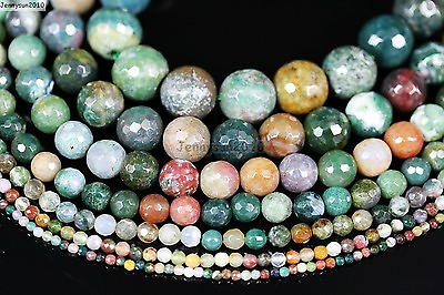 #ad Natural Indian Agate Gemstone Faceted Round Beads 15#x27;#x27; 2mm 4mm 6mm 8mm 10mm 12mm $268.18