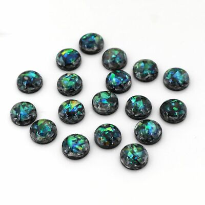 #ad 40pcs Cabochon Cameo Plastic Built In Metal Foil Flat Back Resin Jewelry Finding $9.75