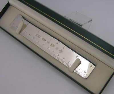 #ad NOVELTY ENGLISH SOLID STERLING SILVER RULER 2000 DESK ITEM BOXED 40g MINT GBP 125.00
