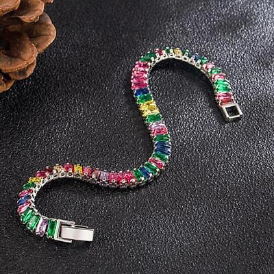 #ad Silver Sterling Jewelry 925 Bracelets Bracelet Hand Crystal Fashion Noble Women $7.85