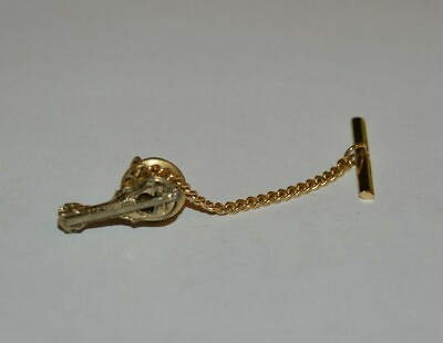 #ad Vintage Small Golden GUITAR Shaped Tie Tack Clasp Bar $14.39