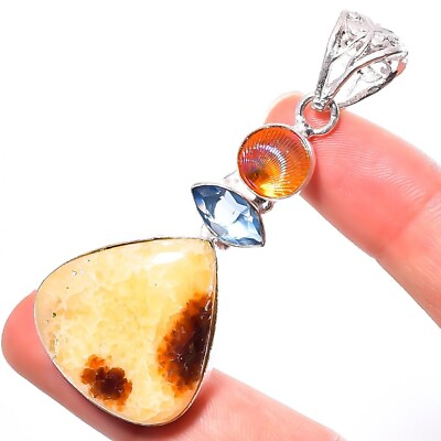 #ad Birthday Gift For Her Natural Septarian Gemstone Pendant Ethnic 925 Silver $10.99