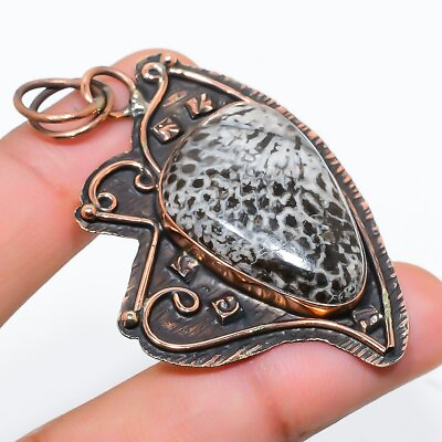 #ad Stingray Coral Gemstone Handmade Ethnic Copper Jewelry Pendant 2.44quot; $7.49