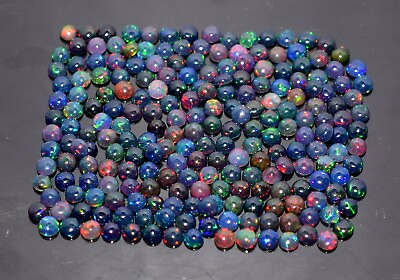 #ad A 4MM Natural Ethiopian Welo Fire Black Opal Loose Gemstone Cabochon LOT313 $20.70
