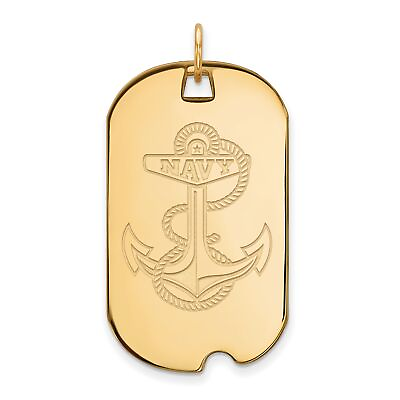 #ad 10k Yellow Gold US Naval Academy Navy Midshipmen Anchor Logo Dog Tag Pendant $1016.99