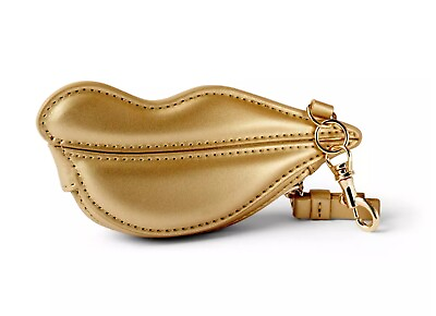 #ad DVF Diane Von Furstenberg Target GOLD Lips Pouch Viral Lipstick Bag Metallic NWT $10.00