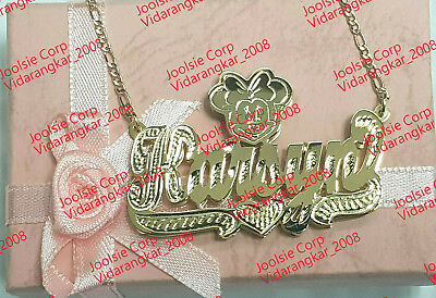 #ad PERSONALIZED 14K GP 3D DOUBLE PLATED SCRIPT NAME PLATE NECKLACE Any character $49.74
