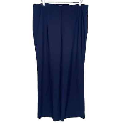 #ad Chicos XL NEW Navy Side Zip Wide Leg Pants Pull On Comfort $40.00