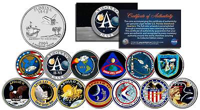 #ad The APOLLO SPACE MISSIONS Colorized U.S. Quarters 13 Coin Set NASA PROGRAM w COA $49.95