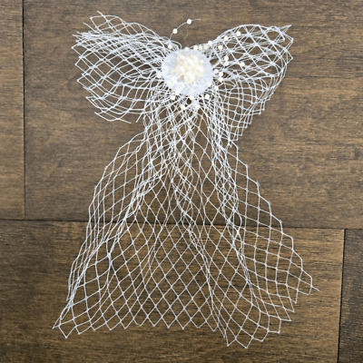 #ad Hair piece Wedding White Bow Pearl Veil $29.00