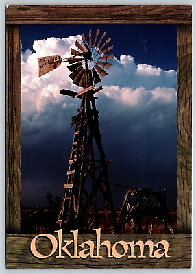 #ad Postcard Oklahoma Windmill Stormy Sky Oklahoma Weather $4.99