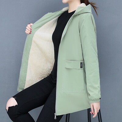 #ad Womens Fleece Lined Hoodie Padded Outwear Winter Warm Loose Fashion Quilted Coat $45.15