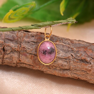 #ad Natural Rhodonite Oval Charms Solid 14k amp; 18k Gold Wedding Gift Charms Pendant $65.70