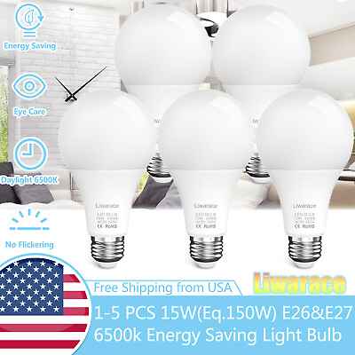 #ad 1 5Pack LED Light Bulbs New 150 Watt Equivalent A21 Energy Saving White 6500k US $9.95