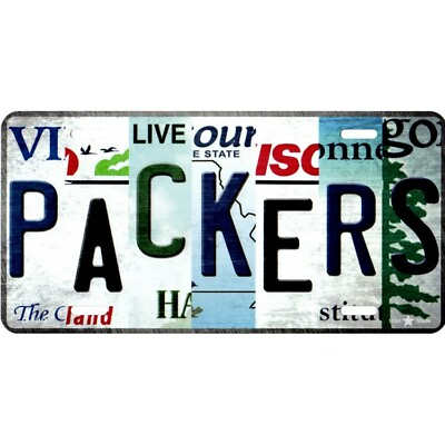 #ad packers green bay nfl football strip art state license plate usa made $29.99