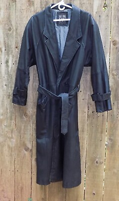 #ad Leather Long Coat Euro Mode Very Fine Quality Leather I.O.U. MCMXC size S $67.50