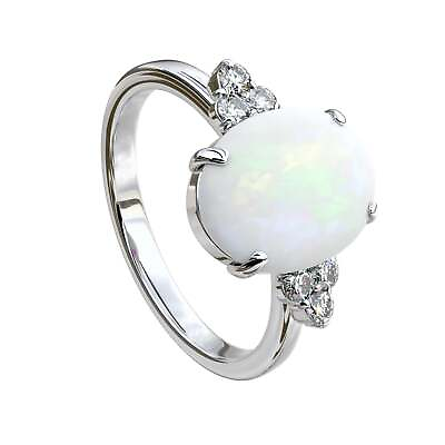#ad Opal Rings for Women Genuine Fire Opal in 925 Sterling Silver Fashion Jewelry $15.99