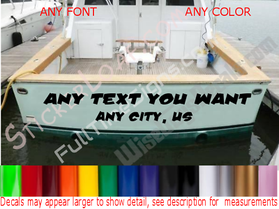 #ad PERSONALIZED BOAT NAME DECAL bumper sticker Hailport Custom Text Kayak Canoe Jet $15.99