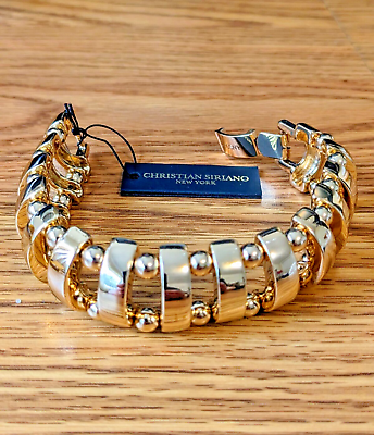 #ad Christian Siriano Bracelet NEW Gold Chunky Wide 8 inch Long 1 inch Wide Classy $16.95