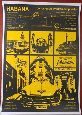 #ad Cuban Art Silkscreen Serigraph quot;El Floridita La Bodeguita Del Medioquot; Poster C $150.00