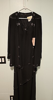 #ad Miss Milan New York Long Black Beaded Sleeveless With Jacket Size 10 New Tags $34.46