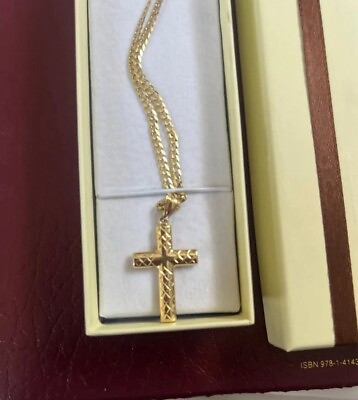 #ad 14K Gold Cross Necklace $650.00
