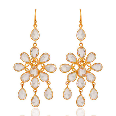 #ad Crystal Gemstone 925 Silver Gold Plated Chandelier Earrings Wedding Jewelry C $92.49
