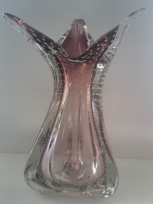 #ad Boussu vase crystal vintage rare hand blown collectible $240.00