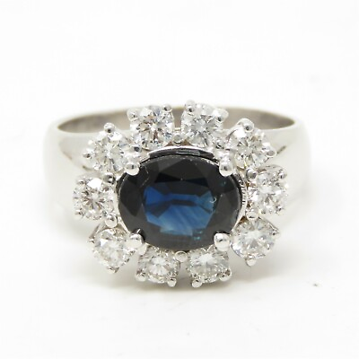 #ad NYJEWEL 14k White Gold 2ct Natural Sapphire amp; Diamond Ring $2599.00
