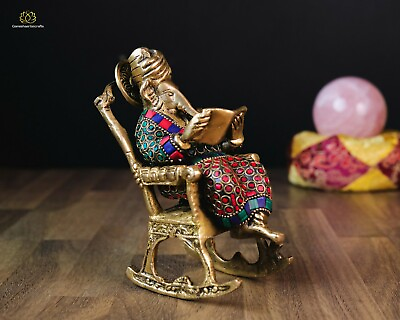 #ad Ganesh Statue Rocking Chair Ganesh Idol Brass Ganpati Figurine Hindu God Idol 6quot; $99.00