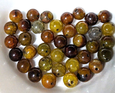 #ad Bead Lot Natural Dragon Veins Agate Round Loose Focal Beads 10 mm Jewelry Art $7.50