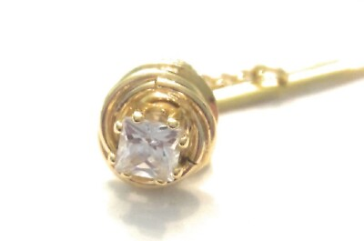 #ad 2 2mm SQUARE CZ TIE TACK PLATED 18KT GOLD $18.01