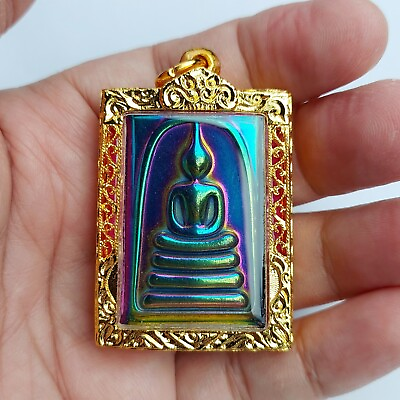 #ad Leklai Buddha Phra Somdej Thai Amulet Gold Micron Case Magic Power Protection $38.50