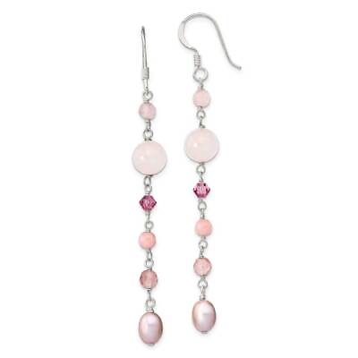 #ad Sterling Silver Pink Freshwater Cultured Pearl CherryRose Quartz Pink $57.04