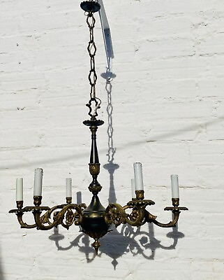 #ad #ad 36 x 24 Antique Ormolu amp; Black Tole Chandelier Six Arms Candle Style Colonial $717.60