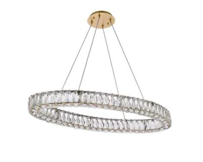 #ad Crystal Chandelier Goldish Oval Kitchen Island or Dining Room Light Fixture 36in $1136.00