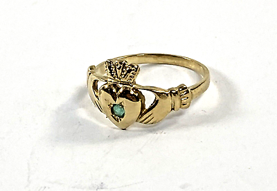 #ad Vintage 375 9K Gold Natural Green Emerald Ring Size 9 😀See Video😀 $265.00