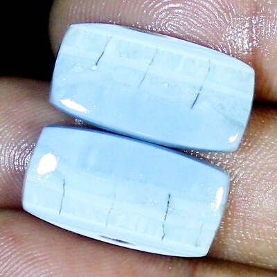 #ad 19.20 Ct 100% Natural BLUE OPAL Matched Pair CUSHION Cab 12X23X4 MM Loose stone $8.27