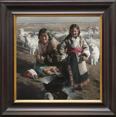 #ad Hand painted Original Oil Painting art Tibetan girl on canvas 30quot;X30quot; $594.00